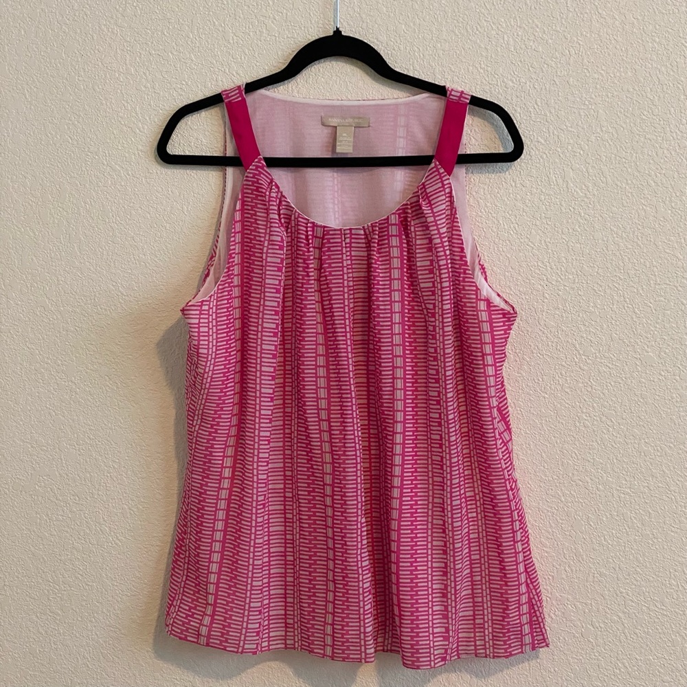 Pink & White Print Chiffon Sleeveless‎ Top